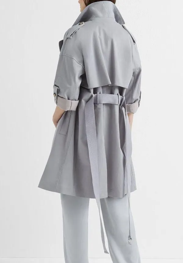 Club Monaco Light blue/grey Adjustable Sleeve Soft Trench - Image 3