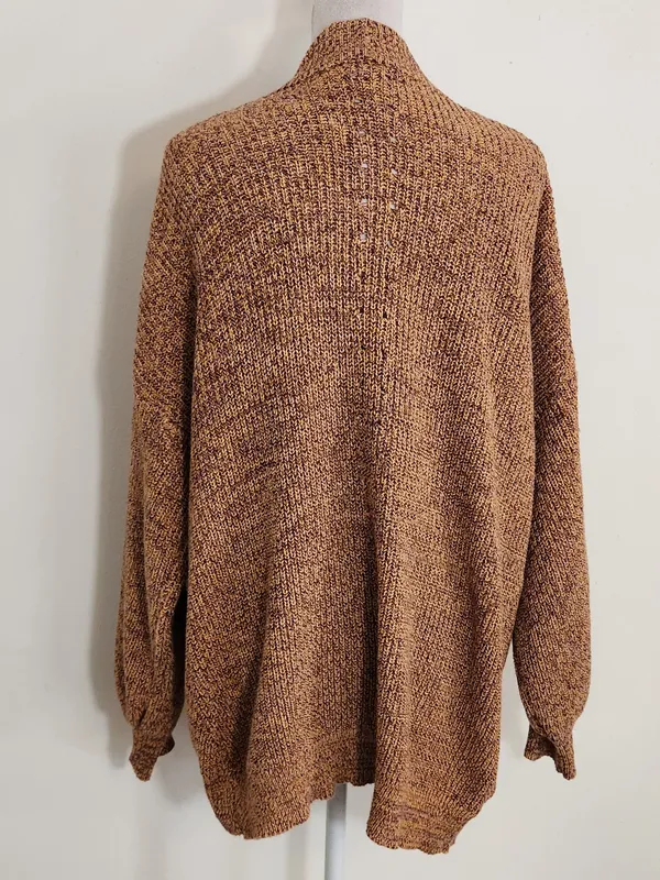 Daytrip Brown and Yellow Knit Cardigan Sweater Size Medium Flaw - Image 4