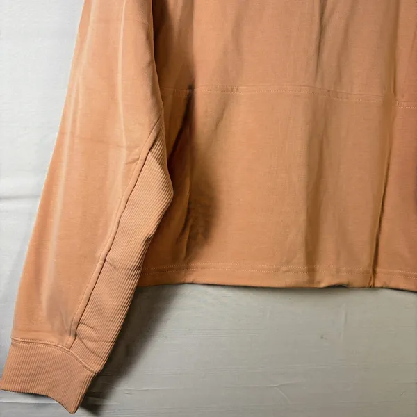 Athleta Seasoft‎ Rib 1/4 Zip Popover Sweatshirt Apricot Orange Women Large NEW - Image 4