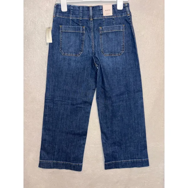 Maeve Anthropologie The Colette Cropped Wide Leg Jeans Dark Wash Denim‎ 28 NEW - Image 8