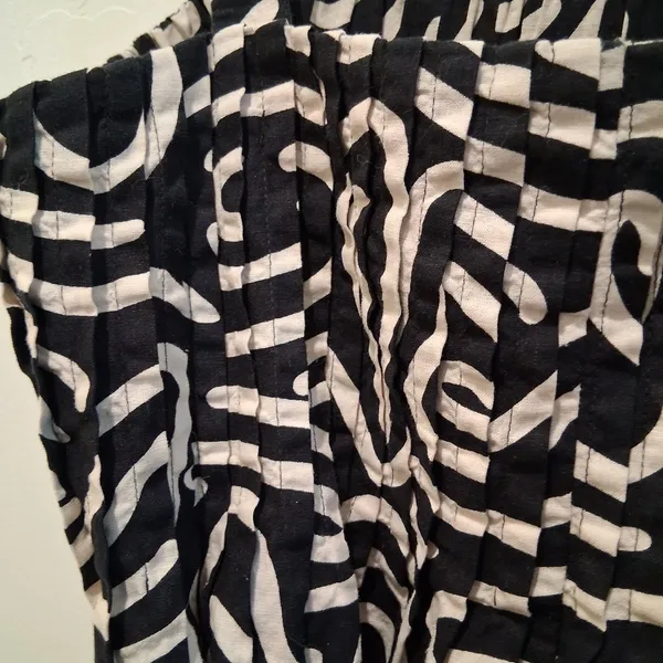 Banana Republic Factory Linen Blend Mini Dress Abstract Black/Beige sz M Pockets - Image 4