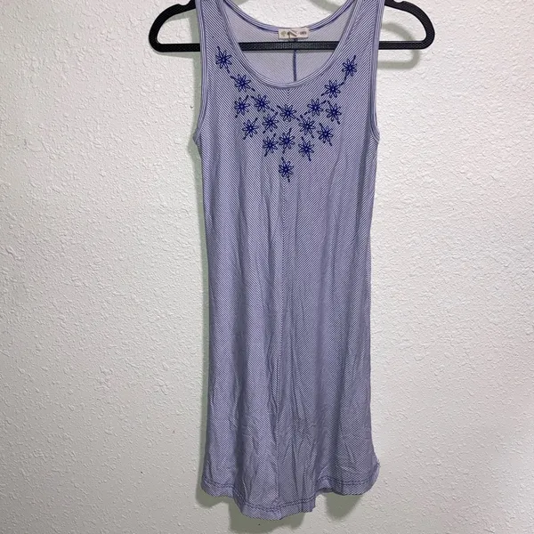 Tucker Tate Striped Embroidered Tank Dress Womens Size L Blue White Sleeveless‎ - Image 4