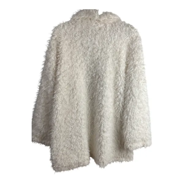Aerie Cream Shaggy Faux Fur Teddy Coat Oversized Collar Pockets‎ L - Image 5