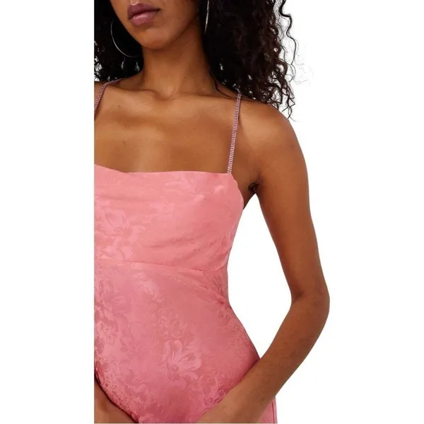 NWT For Love & Lemons Gabrielle Embellished Pink Open Back Mini Slip Dress Small - Image 4