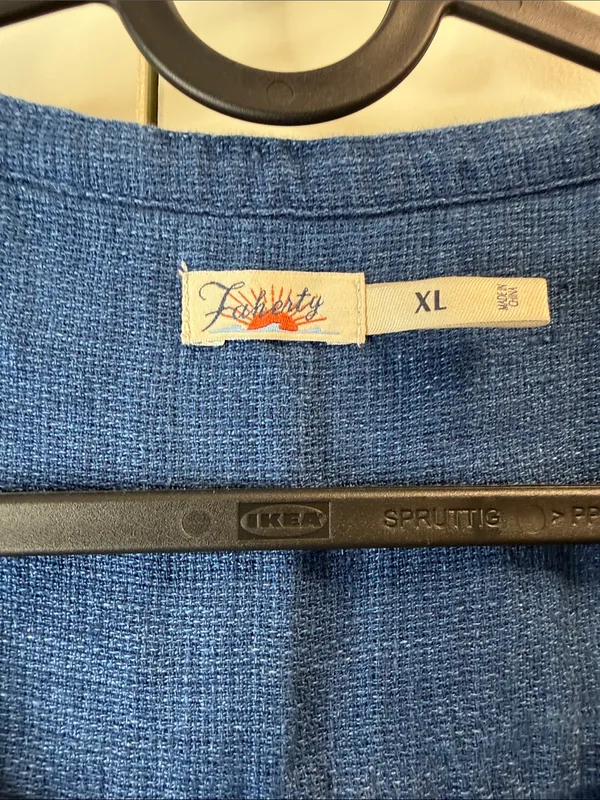 Faherty Isha Basketweave Dress XL Sleeveless Linen Indigo $168 - Image 3