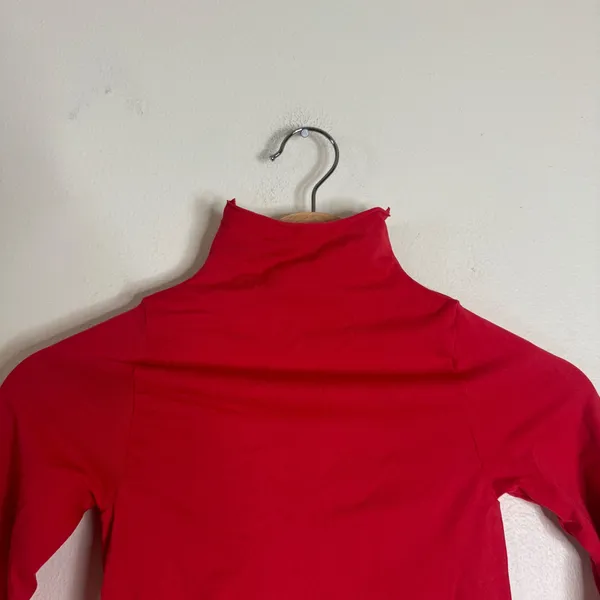 SKIMS Essential Bodysuit Women's Mock Neck Long Sleeve Red S/M - Image 5