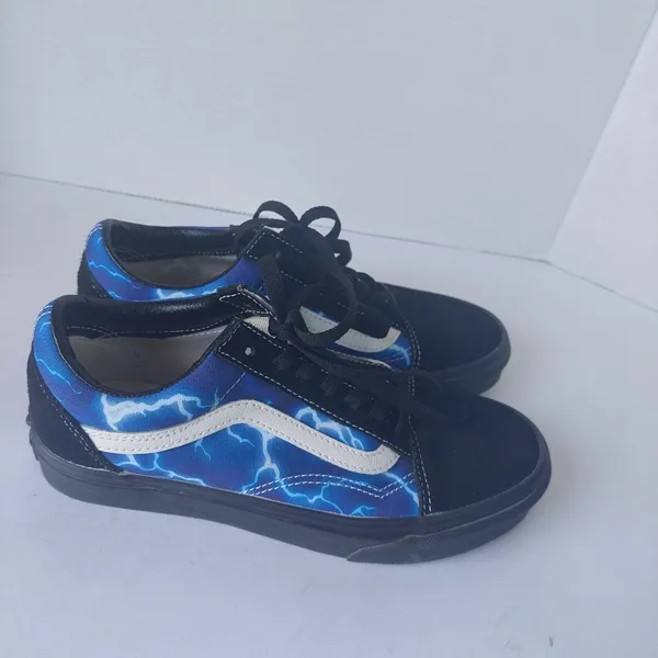 Van’s Black Blue Lightning Barely Worn Mens 5.5 Womens 7 - Image 2