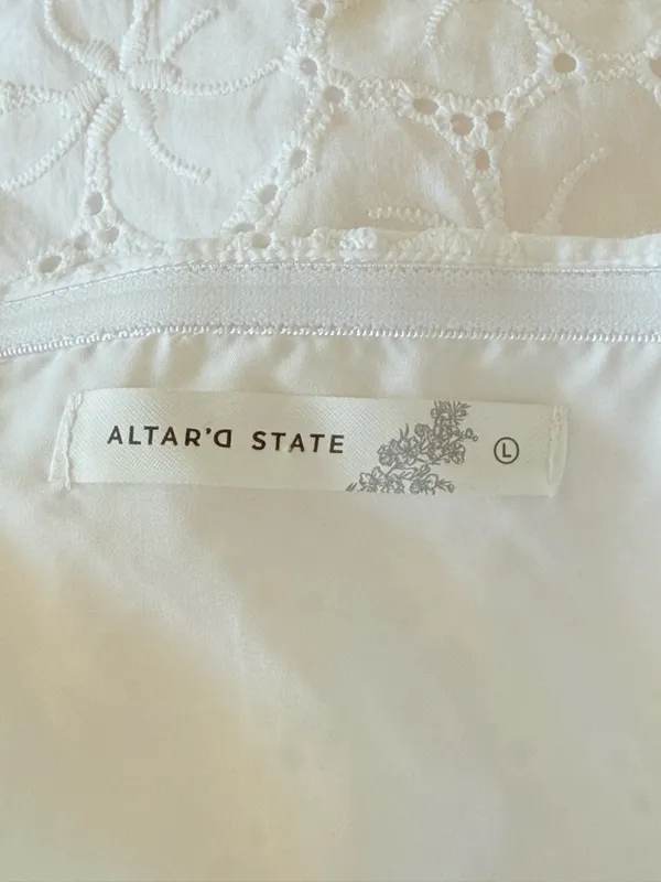 ALTAR’D STATE Baylyn Eyelet Strapless Corset Romper White Size L NEW - Image 10