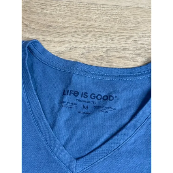 EUC Life is Good crusher tee classic fit v-neck t-shirt blue sunflower size M - Image 4