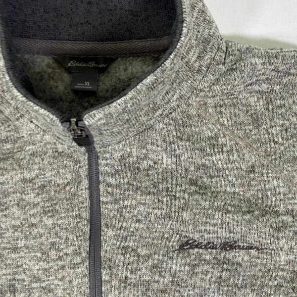 Eddie Bauer Mens XL Gray Heather Quarter Zip Fleece Pullover K3066581 - Image 3