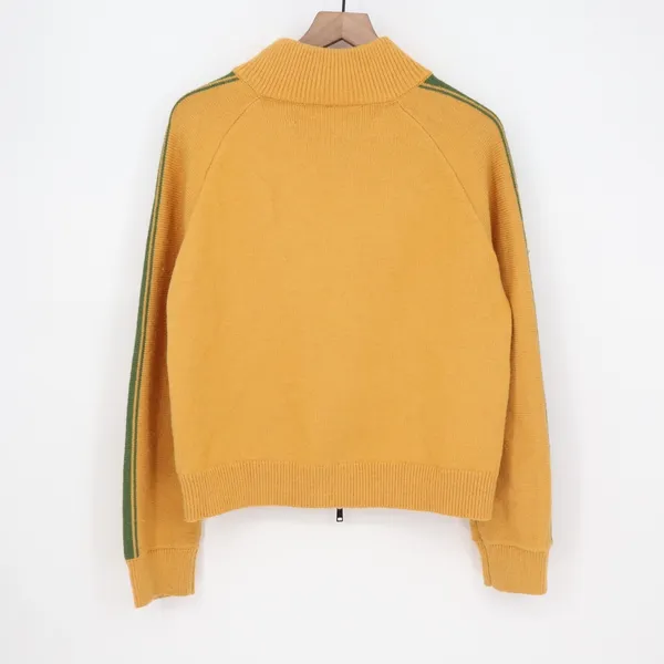 Track Jacket Womens Large Yellow Knit Ribbed Full Zip Mock Neck Raglan Sleeve - Image 7