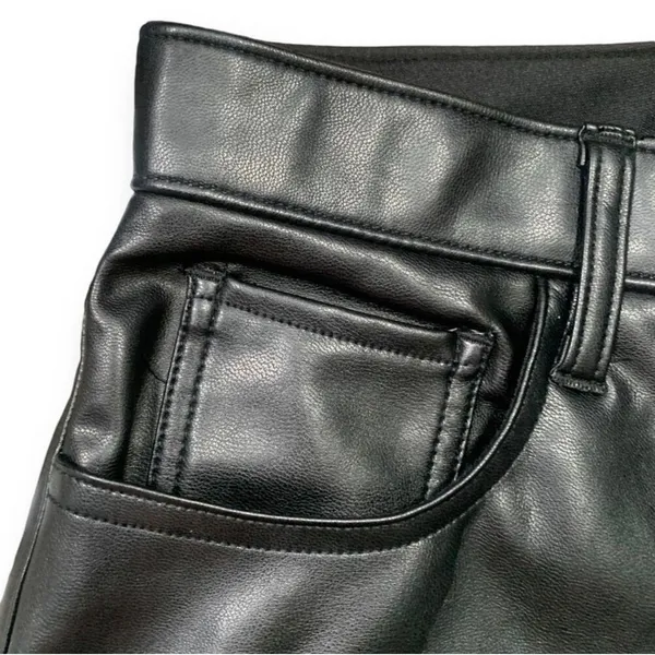 Abercrombie Vegan Leather Ankle Straight Leg Ultra High Rise Pants Black‎ Edgy - Image 2