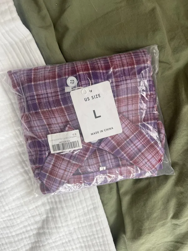 NWT Purple Oversized Flannel Size L - Image 4