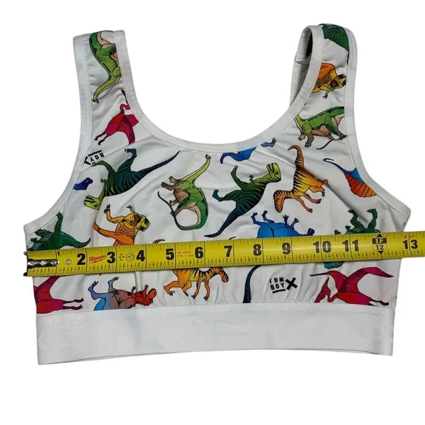 TomboyX Bralette Women Small White Rainbow Dinosaur Print Scoop Neck Kidcore - Image 5
