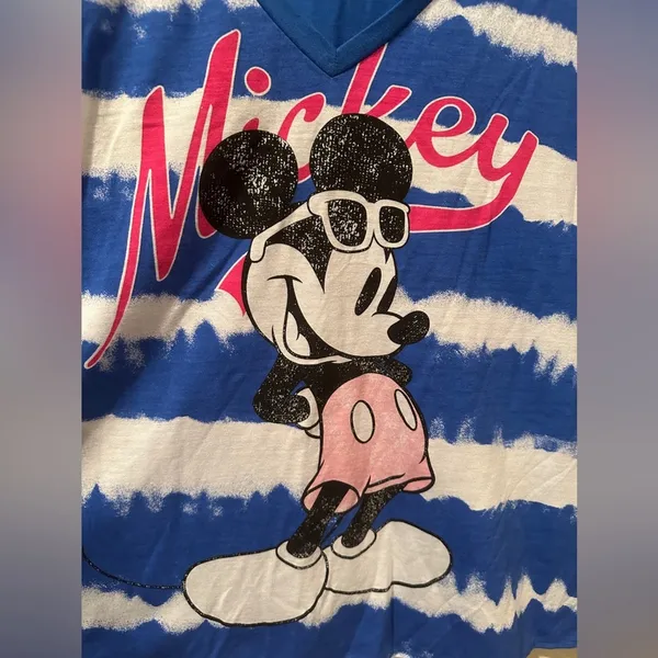 Disney Mickey Mouse Beach Bum Tie Dye Stripped Tee sz L - Image 2