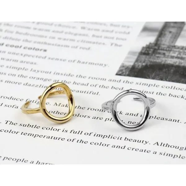 NEW Women's Solid Circle Ring Adjustable Gold‎ Plated S925 - Image 8