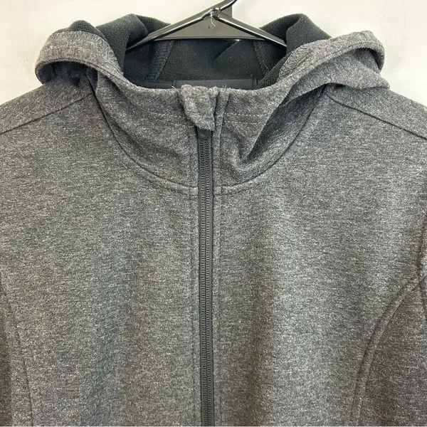 Lands End Soft Shell Hooded Grey Zip Up Fleece Lined Jacket Size XS - Image 8