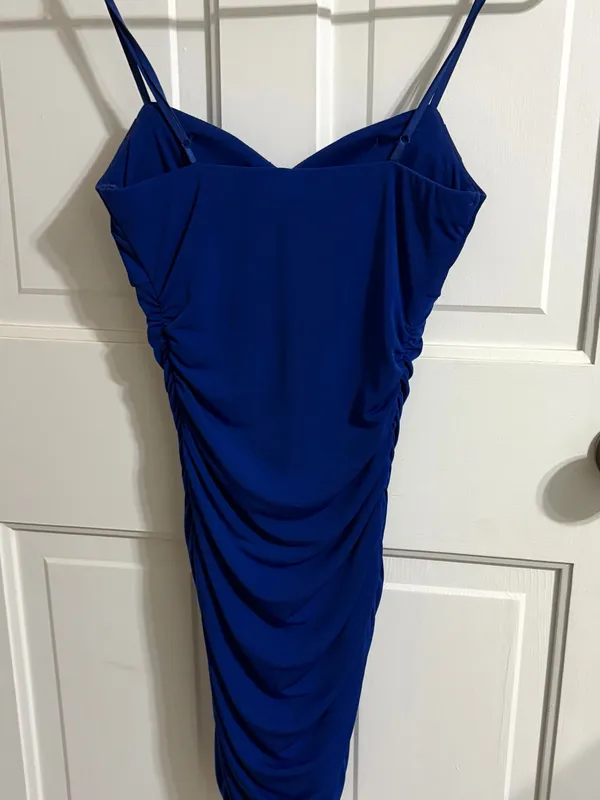 Emerald Sundae Blue Cowl Neck Ruched Spaghetti Strap Dress / - Image 2