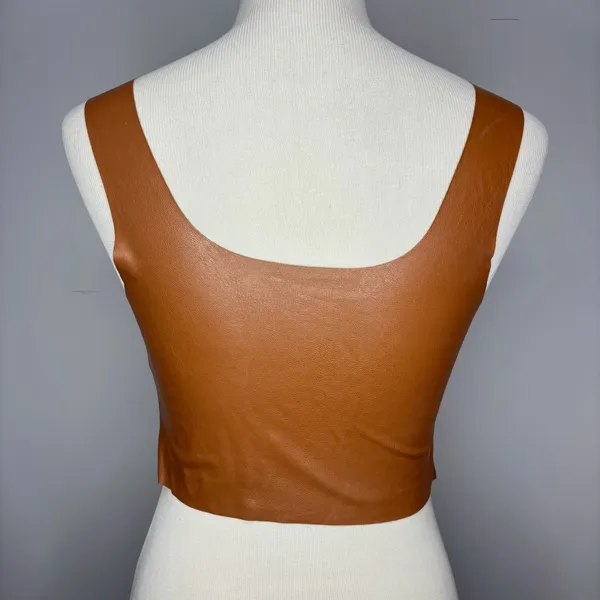 Commando - Brown Faux Leather Squareneck Crop Top - Image 4