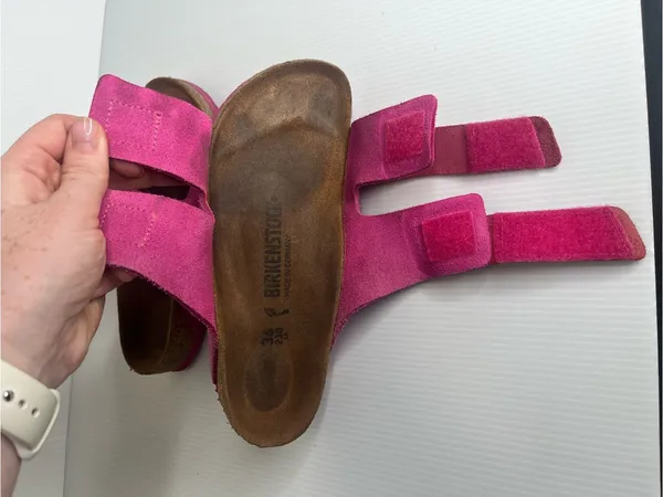Birkenstock Uji Nubuck Suede Fuschia Tulip Womens Size 36 Slide Sandals Pink - Image 7