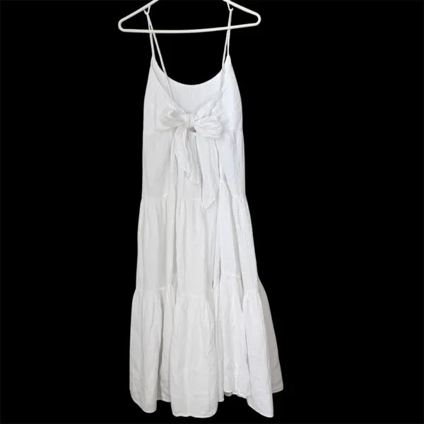 J. Crew White Strappy Tie Back Summer Beach Dress in White Size Small - Image 2