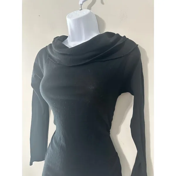 ZARA Black Cowl Neck‎ Long Sleeve Knit Top Women Size L - Image 2