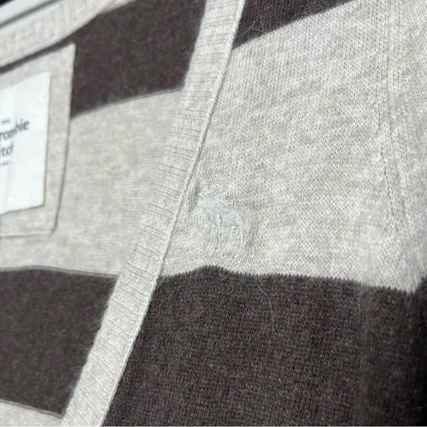 VTG Y2K‎ 2000s Abercrombie & Fitch Women Sweater Striped V-Neck Rabbit Hair - Image 6