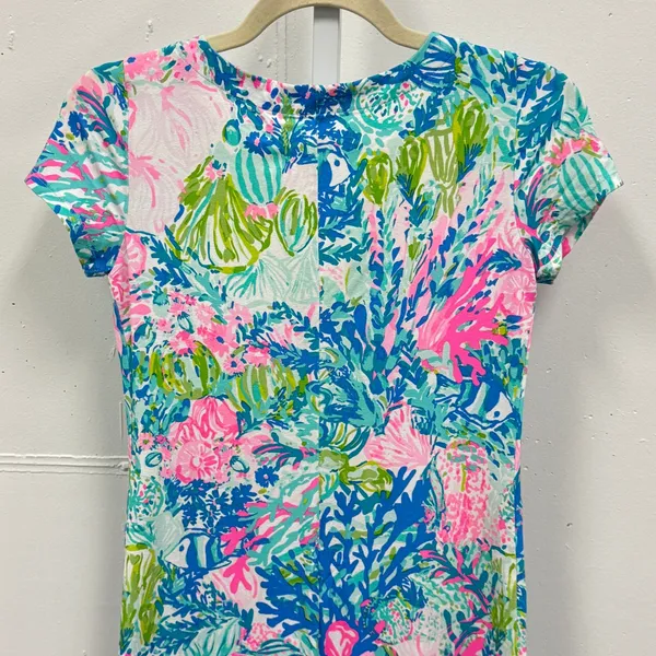 Lilly Pulitzer Tropical Reef Sea Life Print Split Neck Knit Shift Mini Dress XXS - Image 5