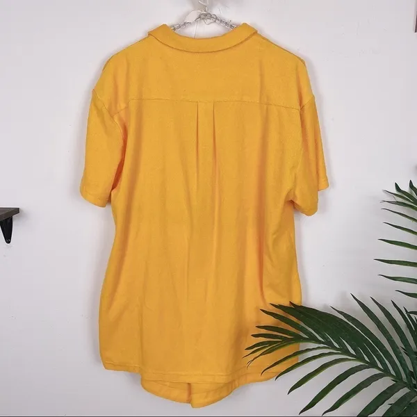 Charlie Holiday Cleo Terry Cloth Shirt Shorts Set Orange Resort Beach Lounge - Image 6