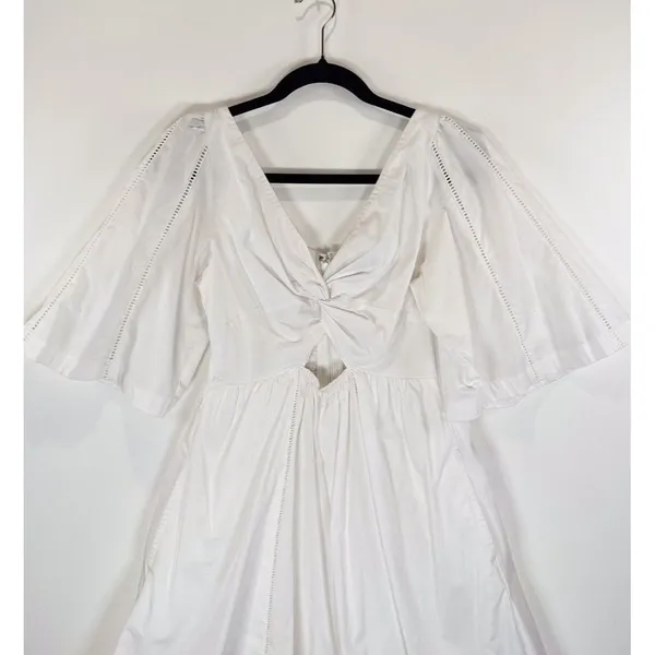Abercrombie Fitch Dress White Mini V Neck Cutout Poplin Coastal Cowgirl Small - Image 7
