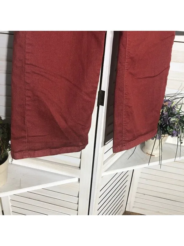 Mid-rise capri jeans culottes straight-leg terracotta cotton boho grunge Y2K 27 - Image 9