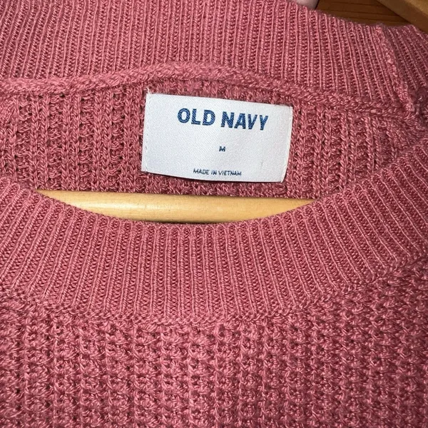 Old Navy Pink Mauve Waffle Knit Crewneck Sweater Casual So Soft Medium - Image 4
