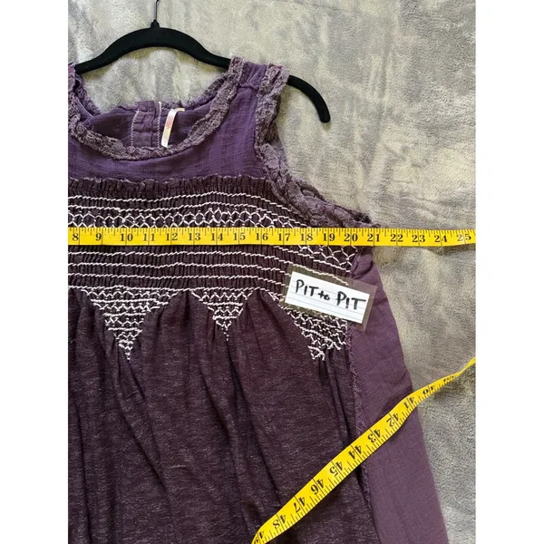 Free People Sea Breeze Dark Purple S Sleeveless Tunic Tank Boho Grunge Oversized - Image 9