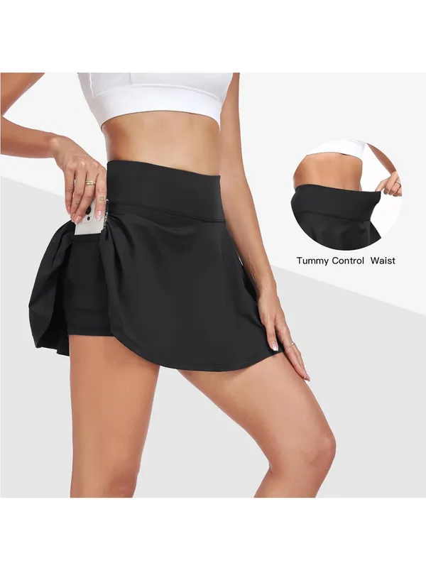 Basic Black Tennis Skirt With Built In Shorts Size Medium - Image 7