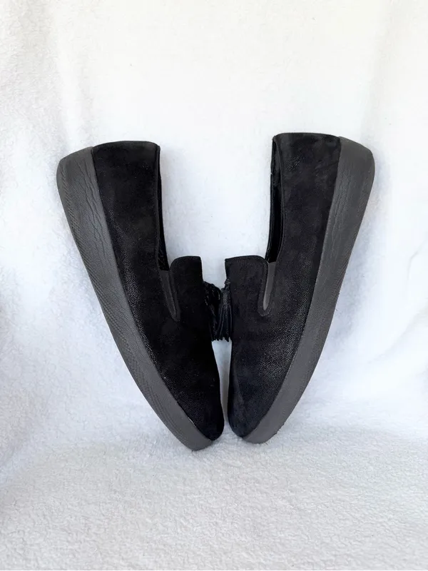 FitFlop Superskate Tassel Loafers Size size 10 Black Slip On Comfort Suede - Image 6
