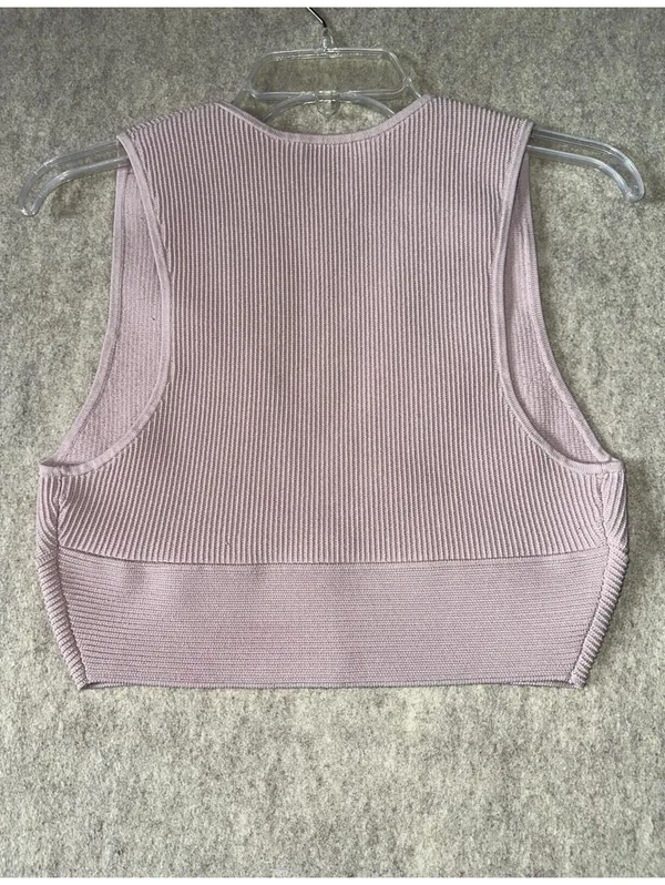 Aritzia Babaton Sculpt Deep V-neck Cropped Halo Pink Sz Large Spring Pastel - Image 6