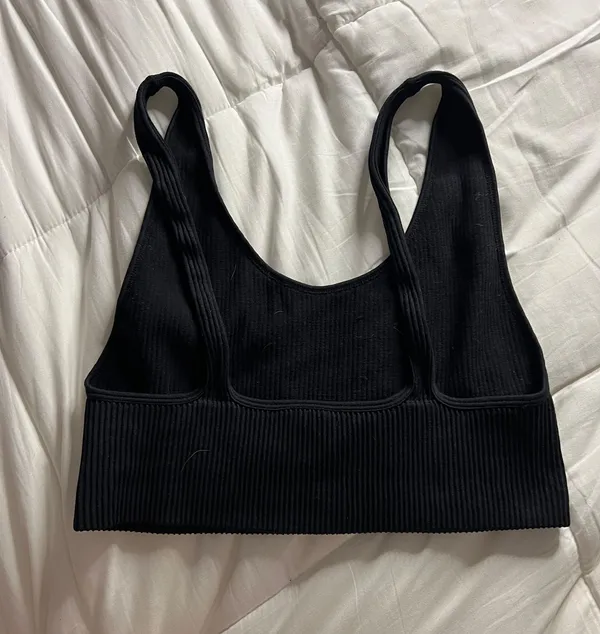 LG Ribbed Black Cropped Bandeau - Image 2
