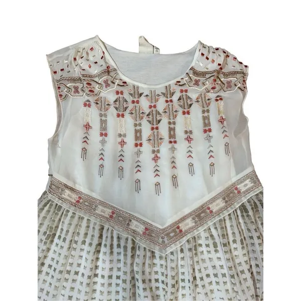 One September Anthropologie White‎ Embroidered Sleeveless Shift Dress Small - Image 7