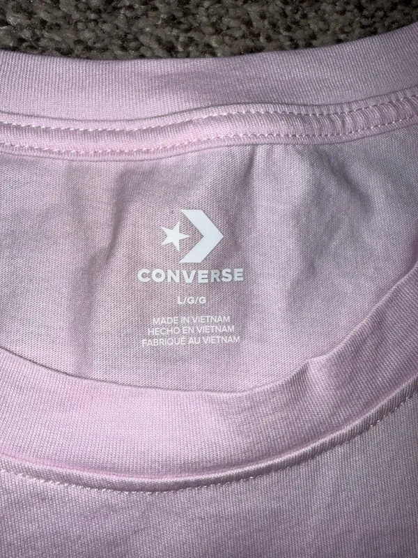 Converse Star Chevron Cropped T-Shirt in Light Pink - Image 3