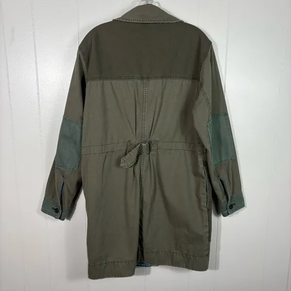 Free People Apollo Green Patchwork Military Army Green Jacket Oversized Small S - Image 6
