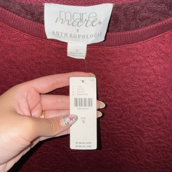NWT $138 Anthropologie x Mare Mare Wine Odila Tunic Mini Pullover Dress S - Image 6