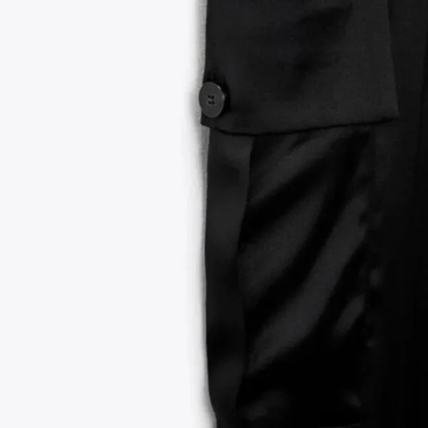 ZARA Satin Cargo Pants Black - Image 4