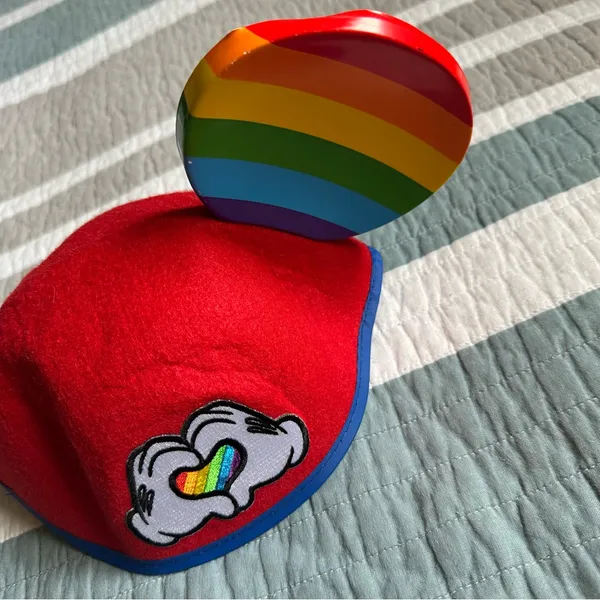 Disney Parks Rainbow Pride Mickey Ears Hat Love Hands Mouse Heart - Image 4