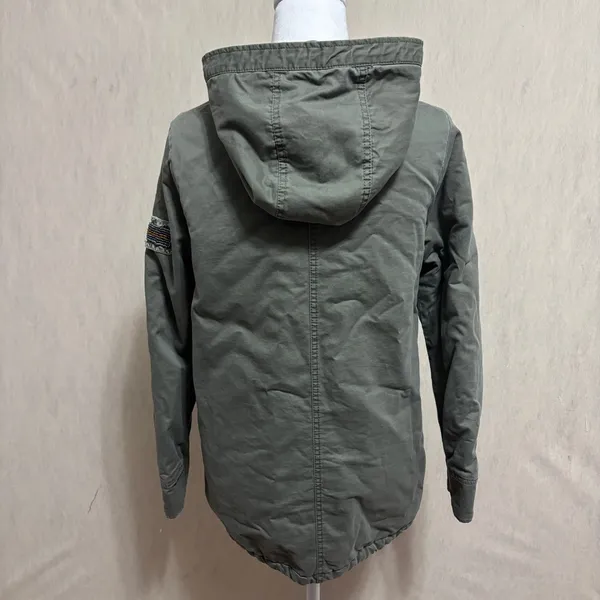 Aeropostale Utility Parka Jacket Olive Green Quilted Lined Hooded Anorak XS - Image 4