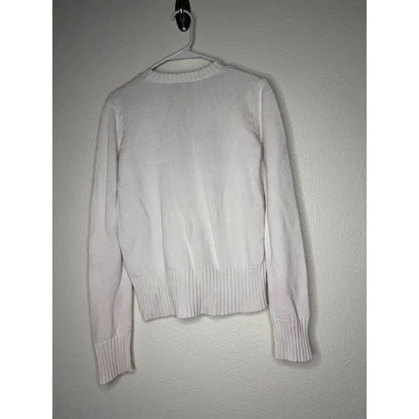 Polo‎ Jeans Co Ralph Lauren Womens White Cotton Flag Knit Sweater Large - Image 5