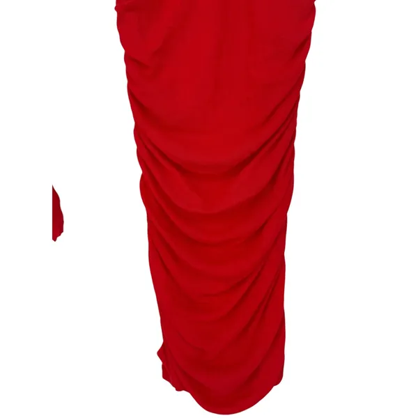 NWT Anthropologie Womens V-Neck Ruched Mesh Long Sleeve Mini Dress Red Size XS - Image 9