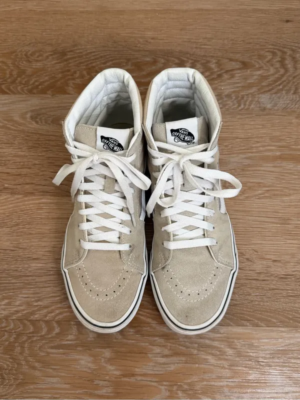 Vans Unisex Sk8-Hi Beige Suede Canvas Sneaker Shoes - Image 6