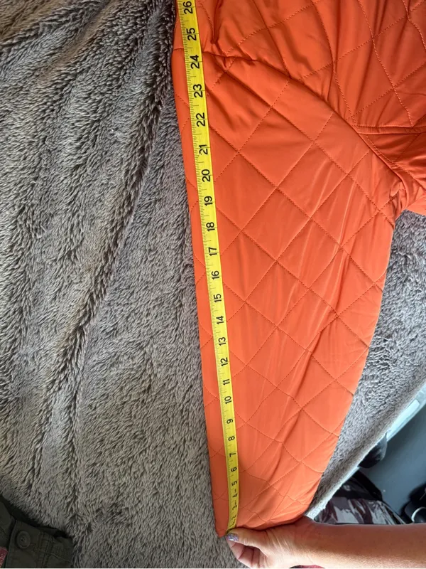 Universal Standard Reversible‎ Quilted Long Coat Brown Orange Hooded Parka Small - Image 9