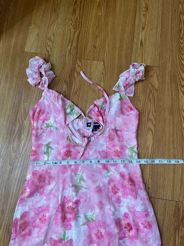 Pretty Little Thing floral tie front frill maxi dress - Image 11