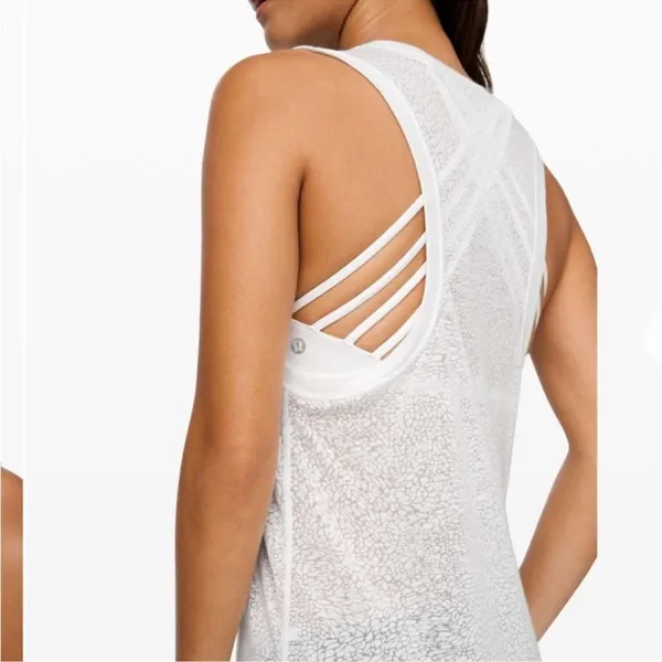 Lululemon Timeless Classic Tank White Athletic Sheer Sleeveless Shirt Racerback - Image 3